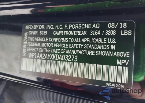 2019 Porsche Cayenne из США, поврежденный, VIN WP1AA2AYXKDA03273